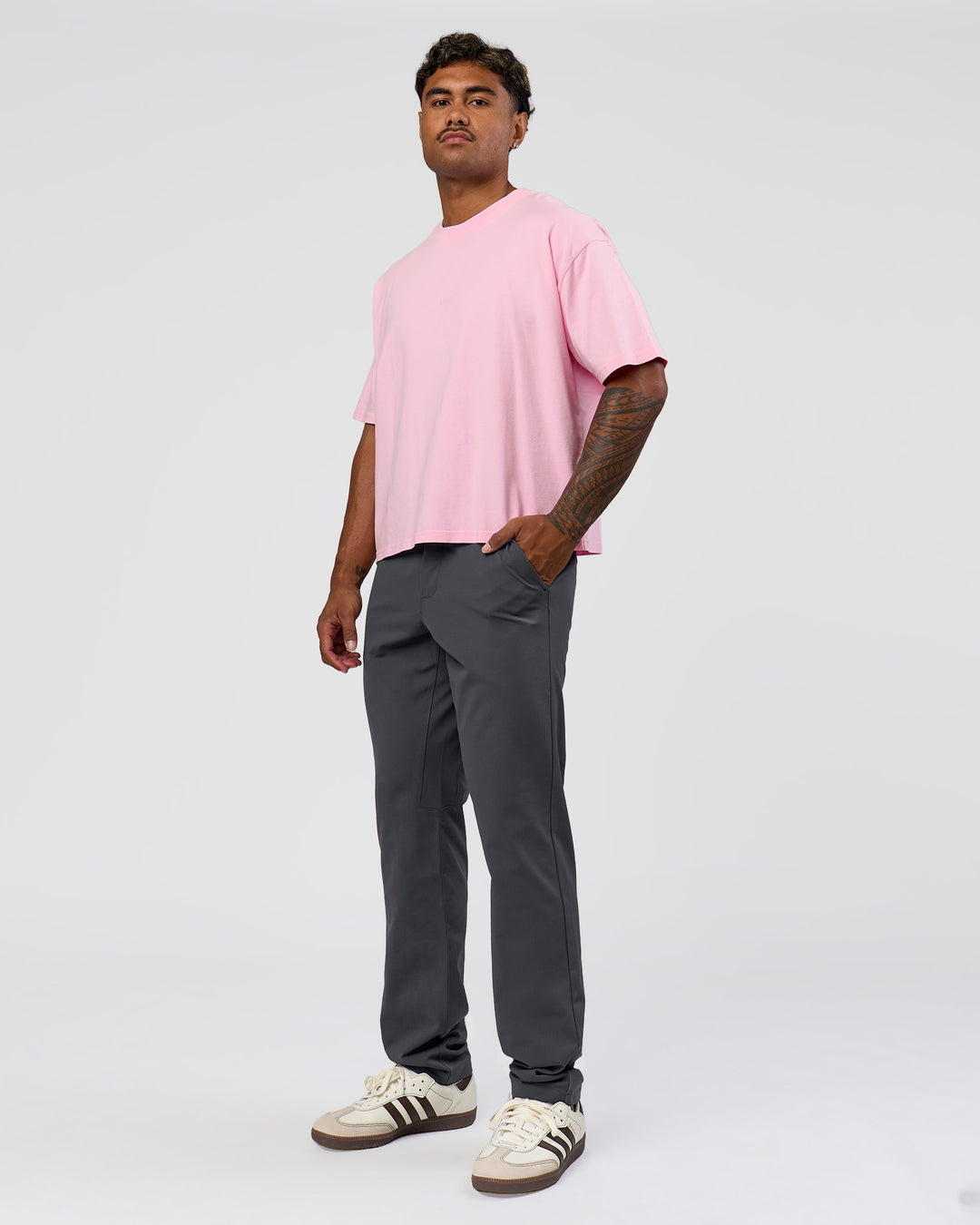 Man wearing Memory in Motion Heavyweight Boxed Tee - Marshmallow Washed | Model:Xav | Size:L