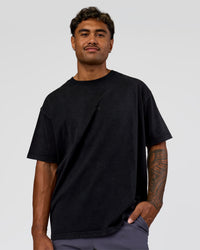 Man wearing Memory in Motion Heavyweight Oversized Tee - Black Washed | Model:Xav | Size:L