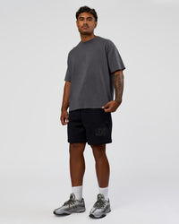 Man wearing Memory in Motion Heavyweight Oversized Tee - Dark Storm Washed | Model:Xav | Size:L