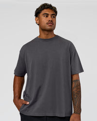 Man wearing Memory in Motion Heavyweight Oversized Tee - Dark Storm Washed | Model:Xav | Size:L