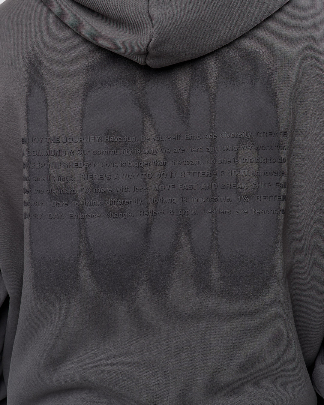 Man wearing Memory In Motion Ultra Heavyweight Washed Hoodie - Dark Storm Washed | Model:Xav | Size:L