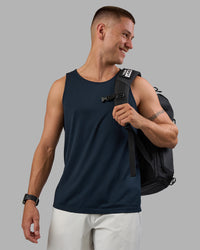 Man wearing AeroFLX+ Seamless Tank - Navy/Navy | Model:Nikola | Size:L