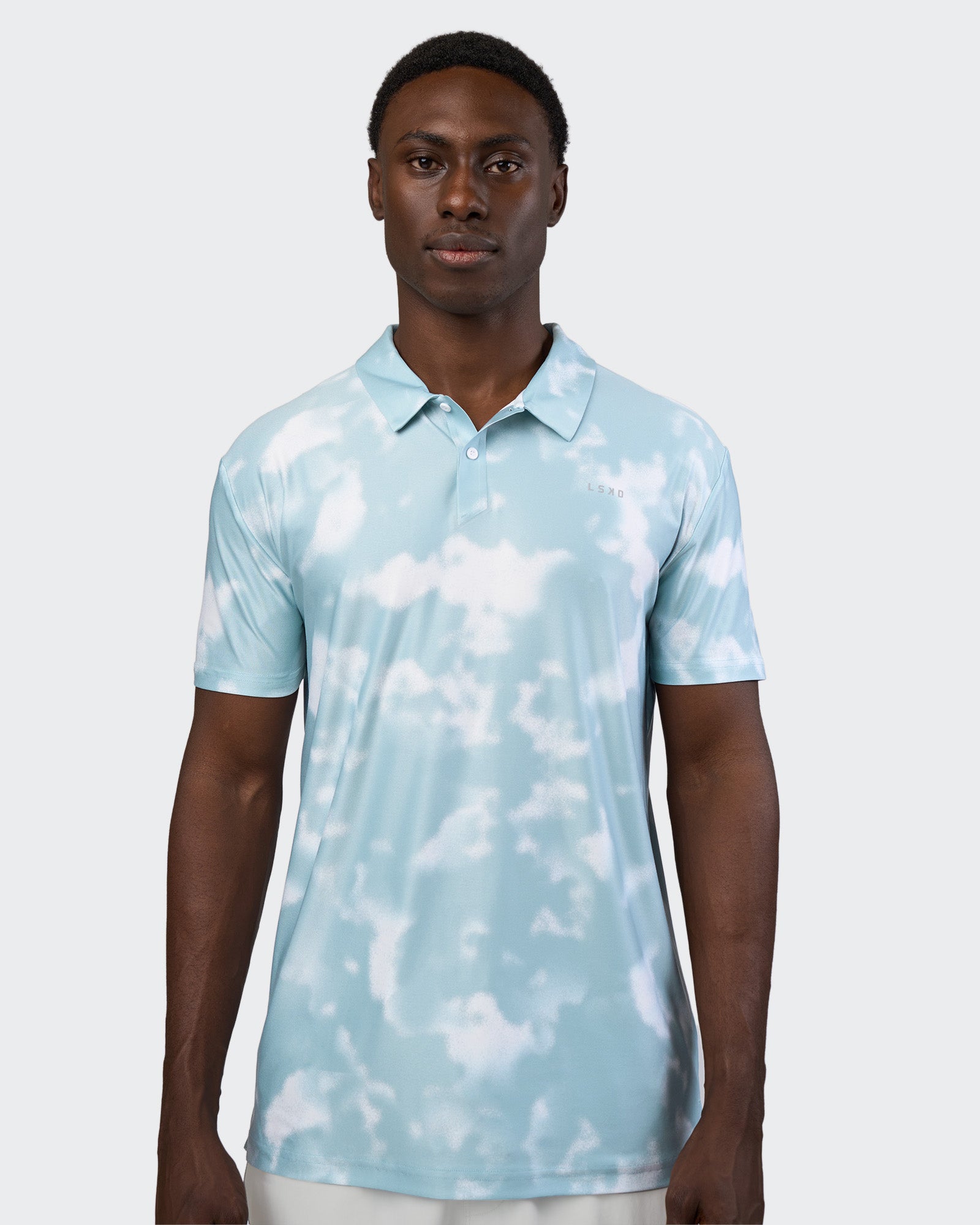 Man wearing Drive Polo - Sky Washed Camo | Model:Paabio | Size:L