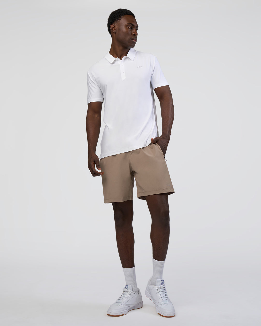 Man wearing Drive Polo - White | Model:Paabio | Size:L