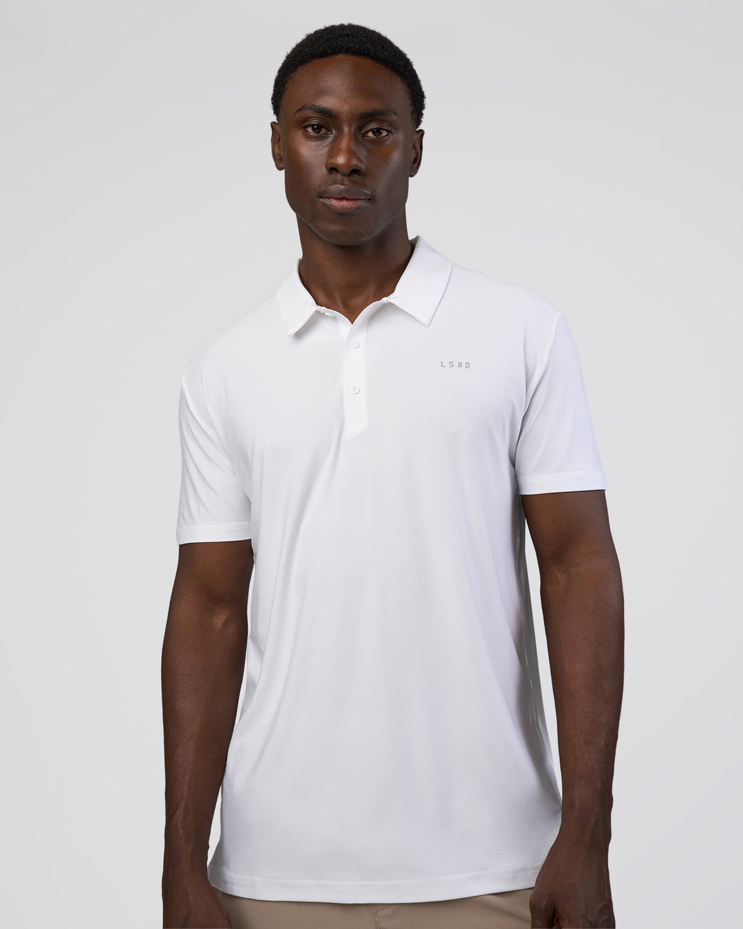 Man wearing Drive Polo - White | Model:Paabio | Size:L