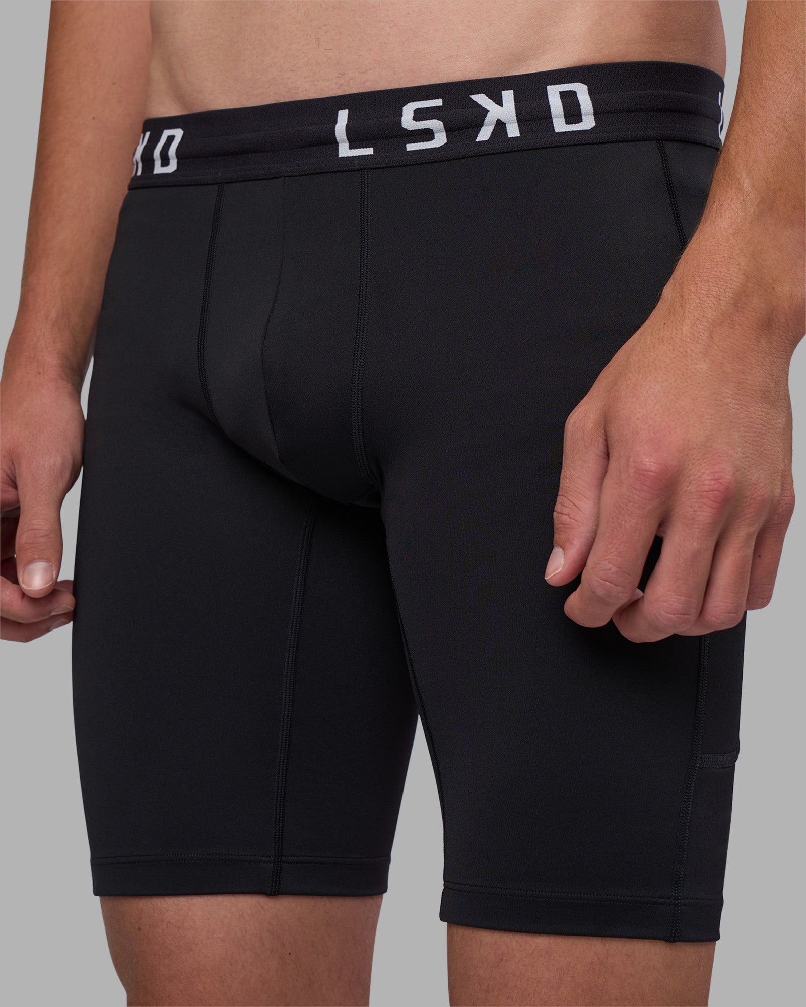 Man wearing Men's Perform Short Tight - Black | Model:Brandon | Size:L