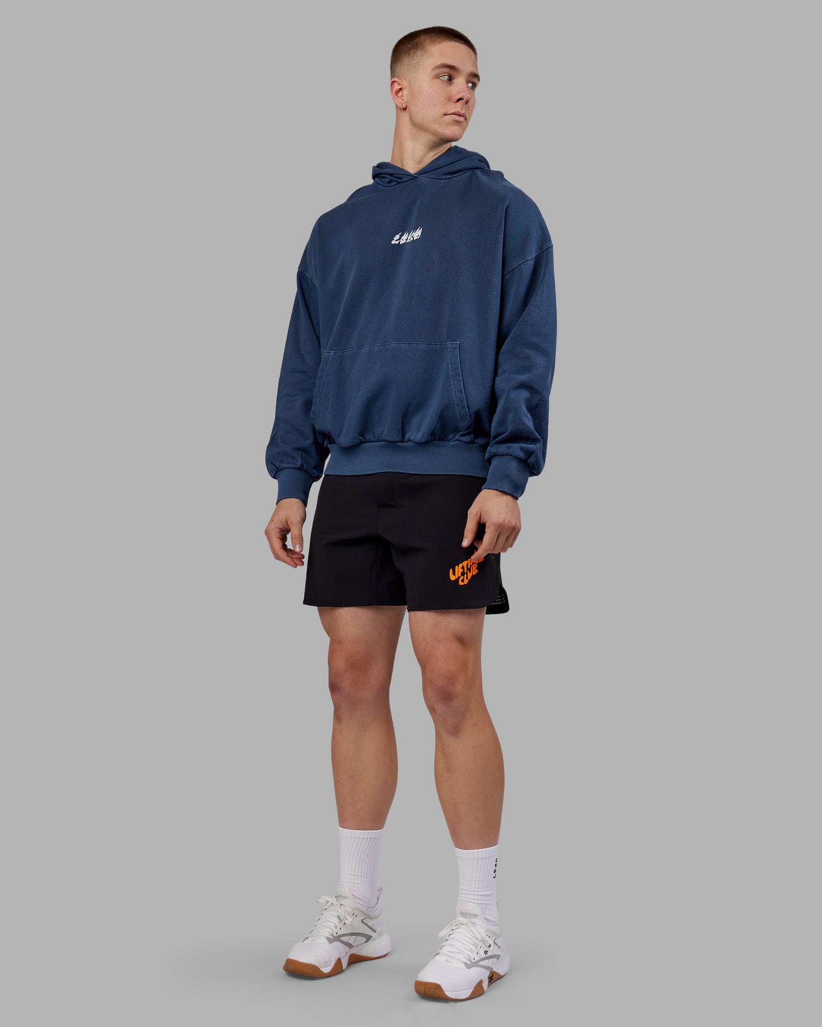 NY25 Washed Oversized Hoodie - Future Navy-Ultra Orange | LSKD