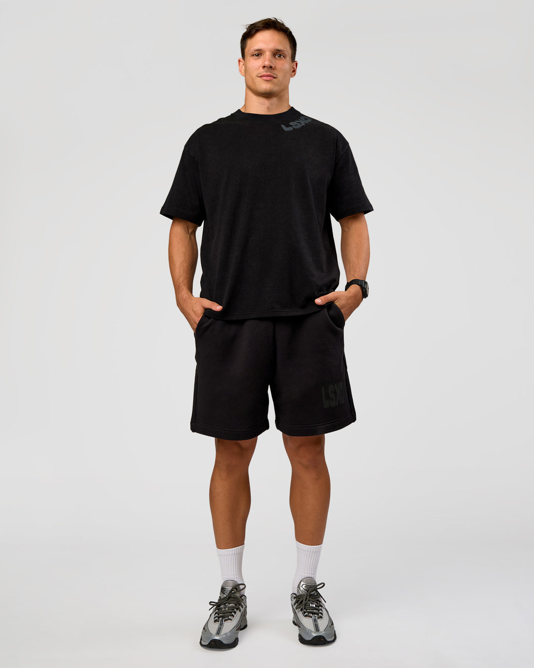 Offset Heavyweight Unisex Oversized Tee - Black Washed-Castlerock