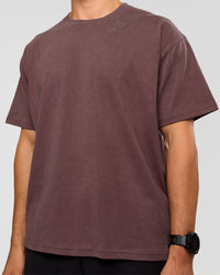 Man wearing Offset Heavyweight Unisex Oversized Tee - Cocoa Powder-Cocoa Powder | Model:Liam | Size:L | Thumbnail Index: 8
