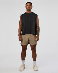 Man wearing Oversized Heavyweight Boxed Tank - Washed Black | Model:Xav | Size:L