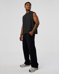 Man wearing Oversized Heavyweight Boxed Tank - Washed Black | Model:Xav | Size:L