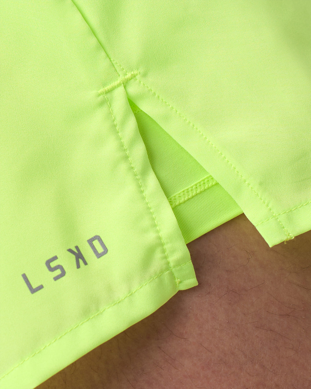 Man wearing Pace 3&quot; Performance Short - Lime Glo | Model:Brandon | Size:L