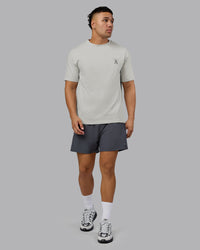 Man wearing Perspective FLXCotton Oversized Tee - Digital Mist-White | Model:Kaelyb | Size:L