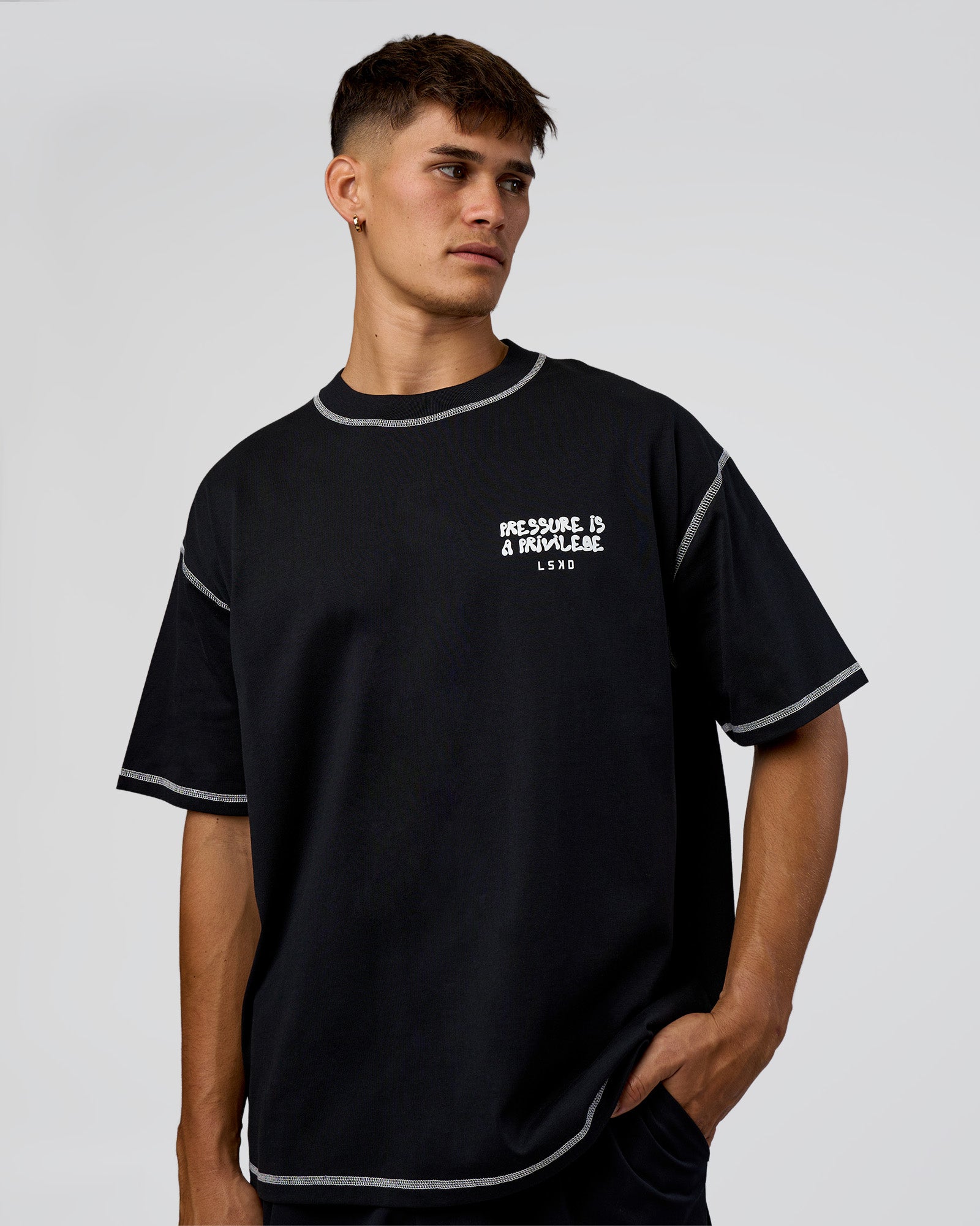 Pressure is Privilege Oversized Tee - Black-White | LSKD