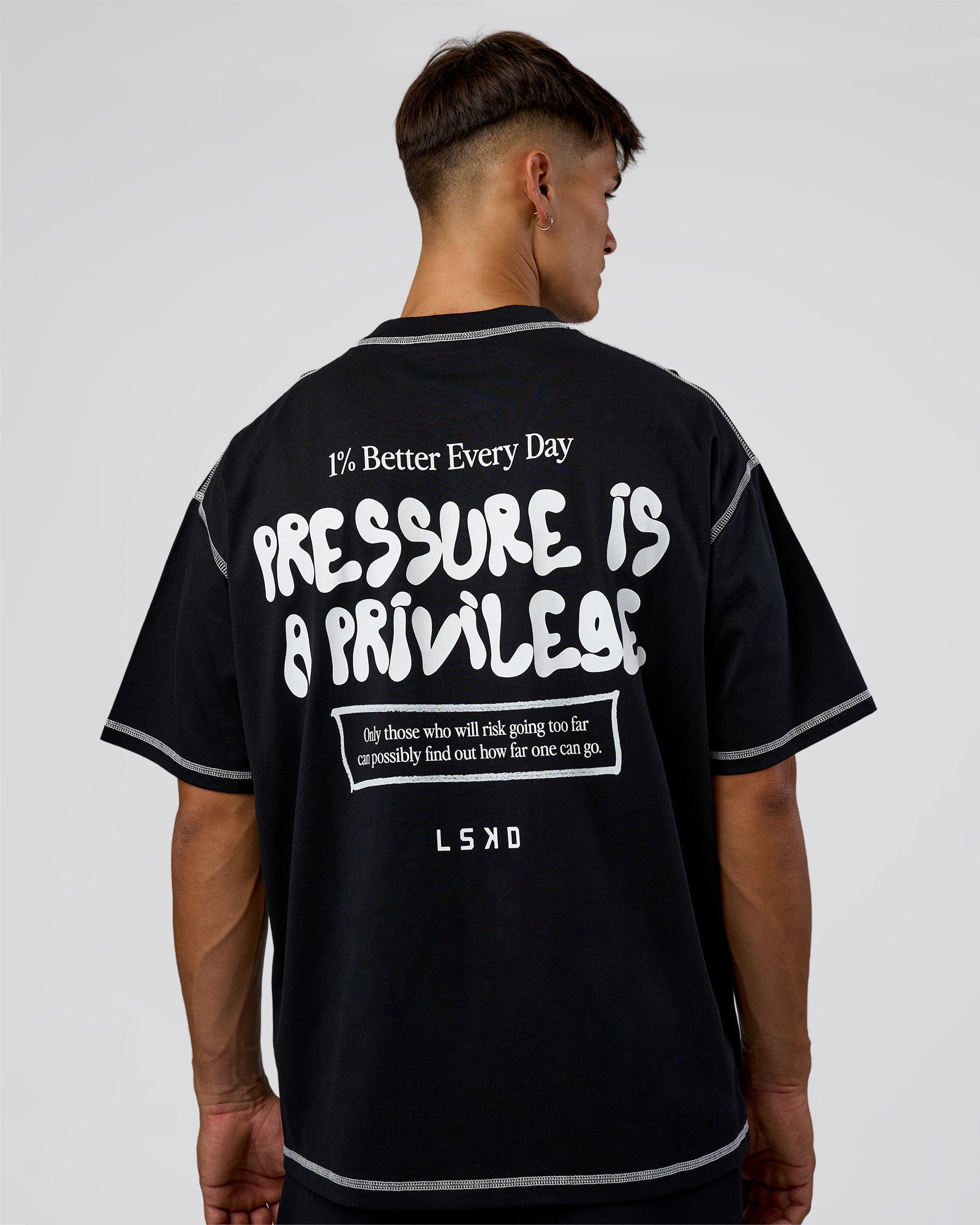 Pressure is Privilege Oversized Tee - Black-White | LSKD