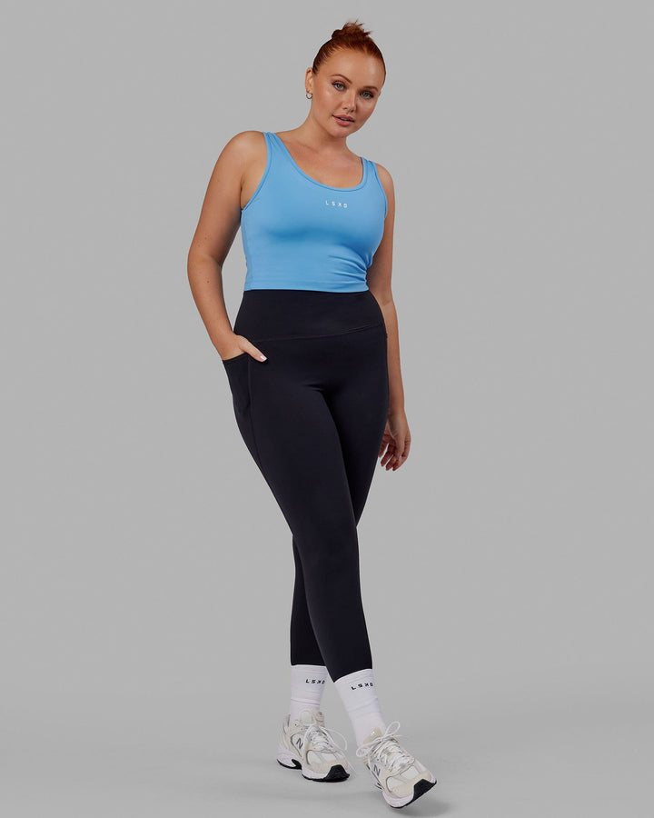 Woman wearing Reflex Active Tank - Azure Blue