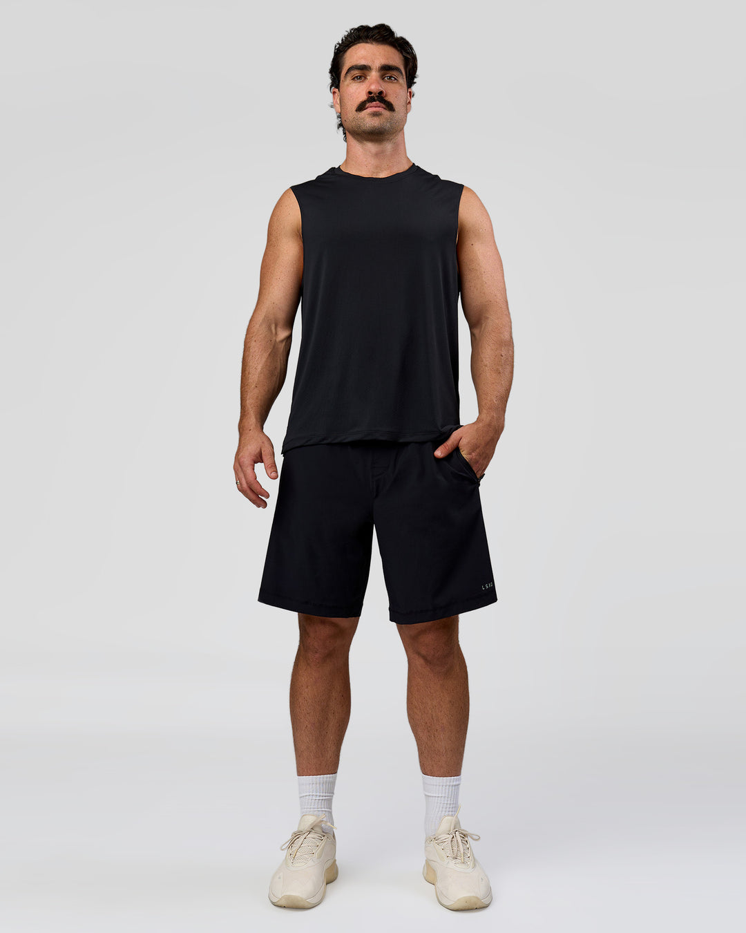 Man wearing Rep Muscle Training Tank - Black | Model:Adam | Size:L