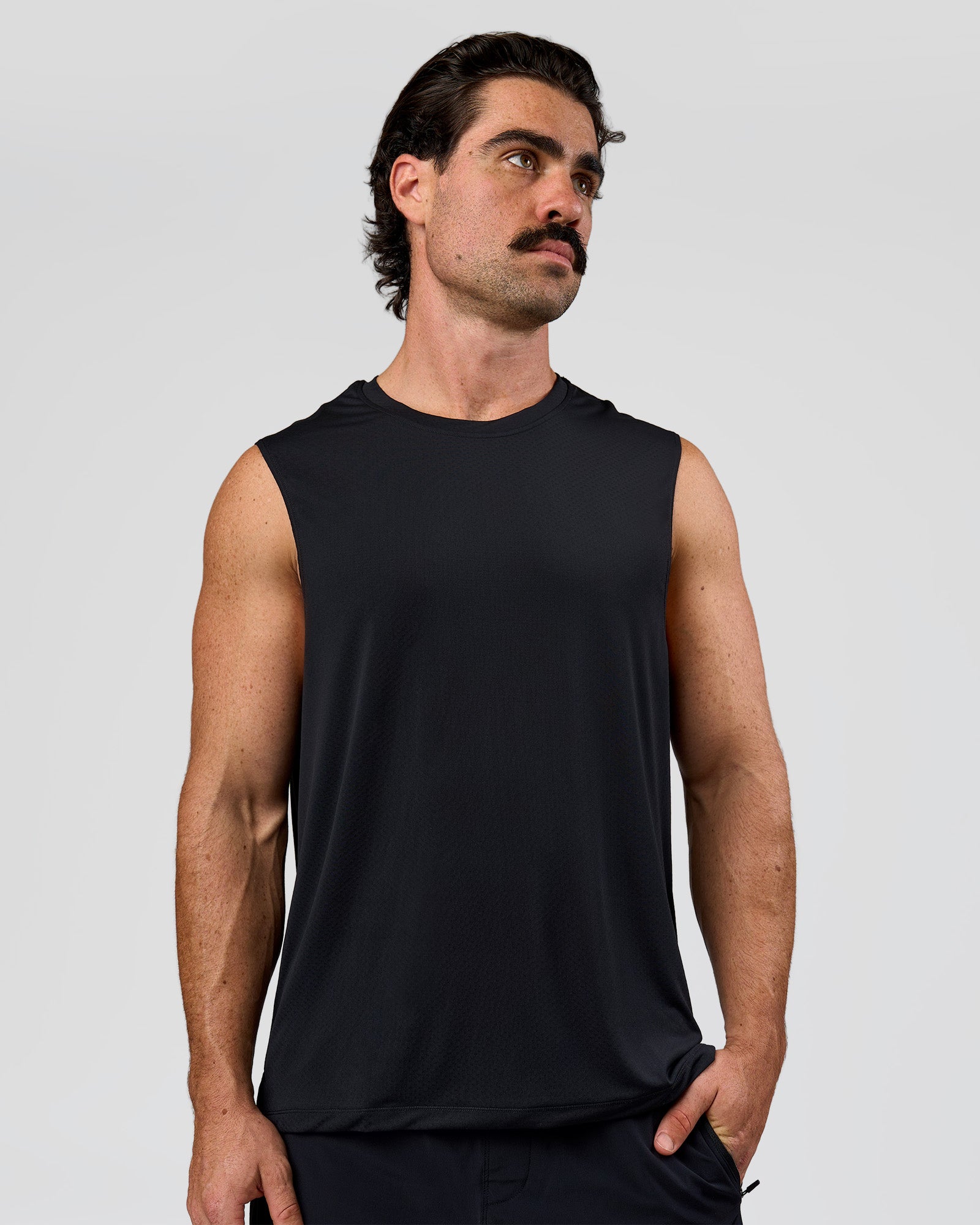 Man wearing Rep Muscle Training Tank - Black | Model:Adam | Size:L