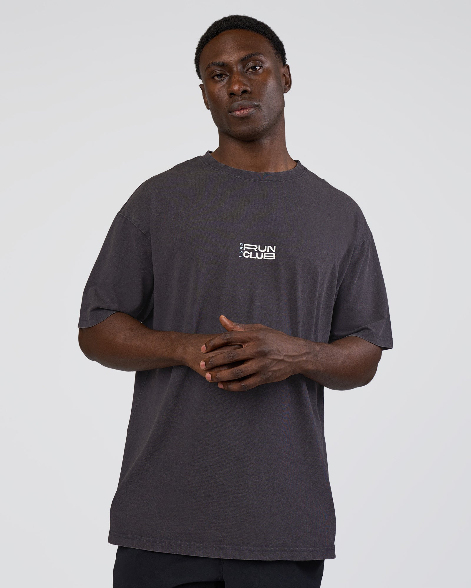 Runner's FLXCotton Oversized Tee - Black Washed-White | LSKD
