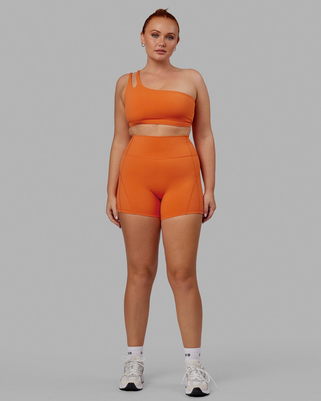 Woman wearing Set Up Sports Bra - Burnt Orange