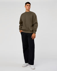 Man wearing Shadow Mode Oversized Sweater - Walnut Grey | Model:Jackson | Size:L