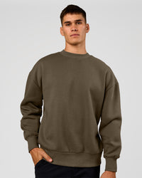Man wearing Shadow Mode Oversized Sweater - Walnut Grey | Model:Jackson | Size:L