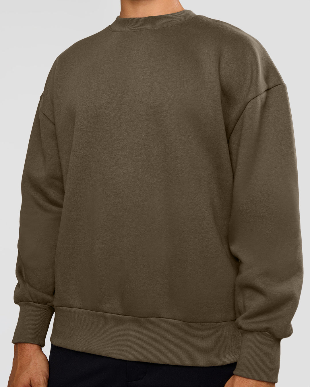 Man wearing Shadow Mode Oversized Sweater - Walnut Grey | Model:Jackson | Size:L