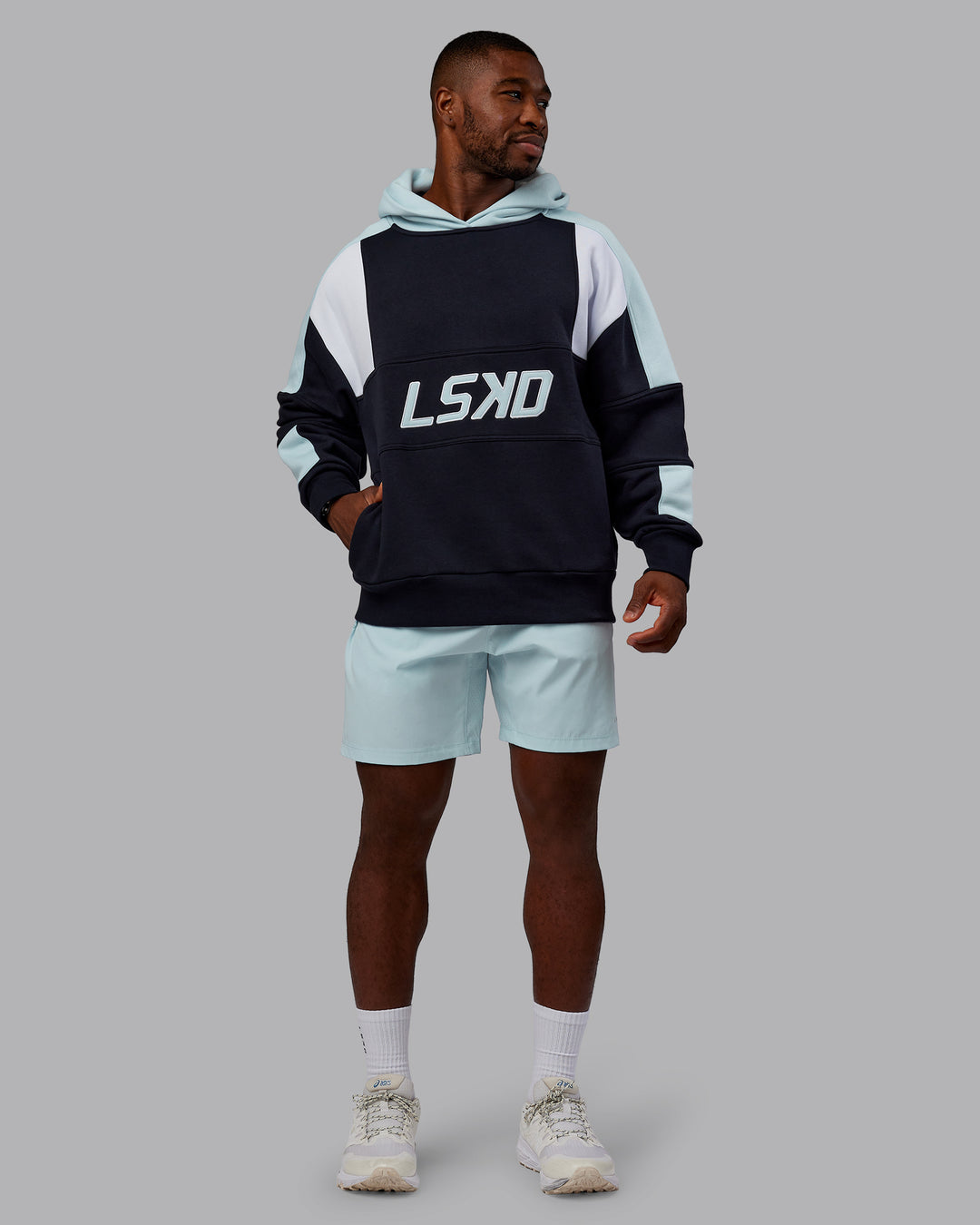 Man wearing Slam Oversized Hoodie - Caviar-Skyride | Model:Sam | Size:L