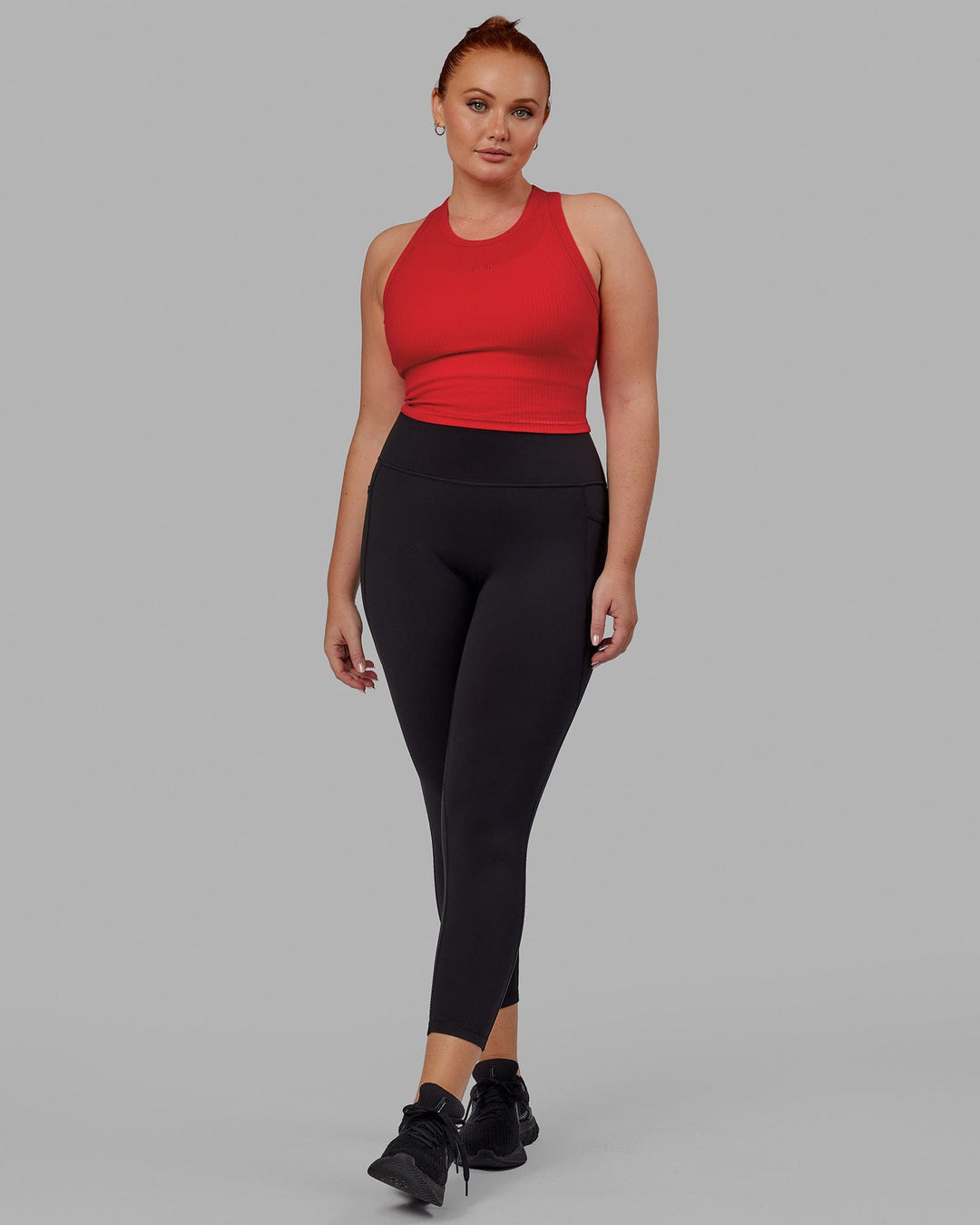 Woman wearing Squad Ribbed Tank - Infared