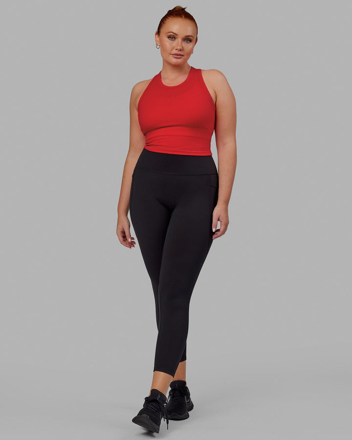 Woman wearing Squad Ribbed Tank - Infared
