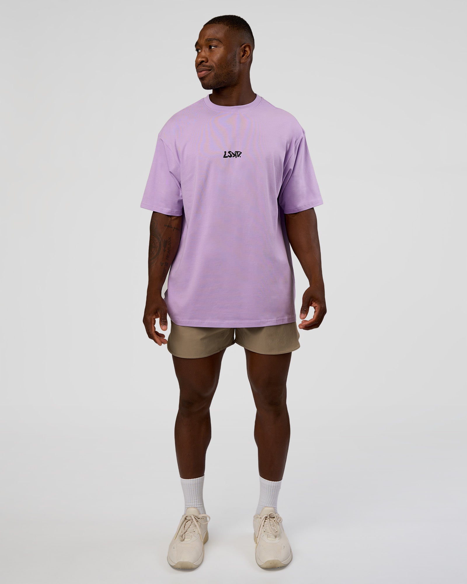 Standard Issue FLXCotton Oversized Tee - Pale Lilac-Black | LSKD