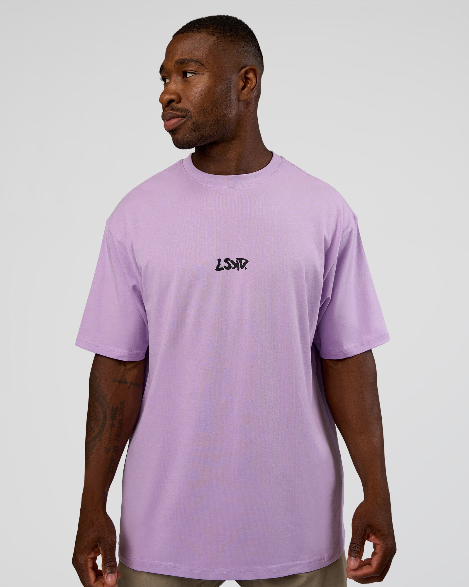 Standard Issue FLXCotton Oversized Tee - Pale Lilac-Black | LSKD