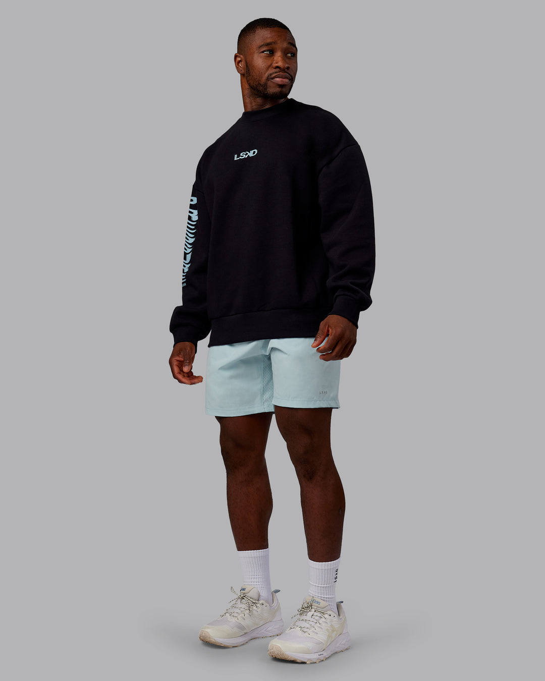Man wearing Static Oversized Sweater - Black-Skyride | Model:Sam | Size:L