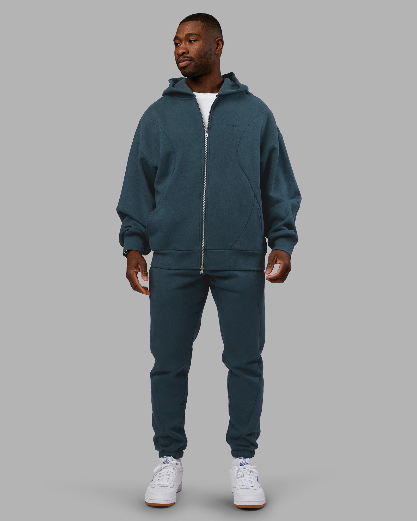 Stream Oversized Panel Zip Hoodie - Deep Sea | LSKD