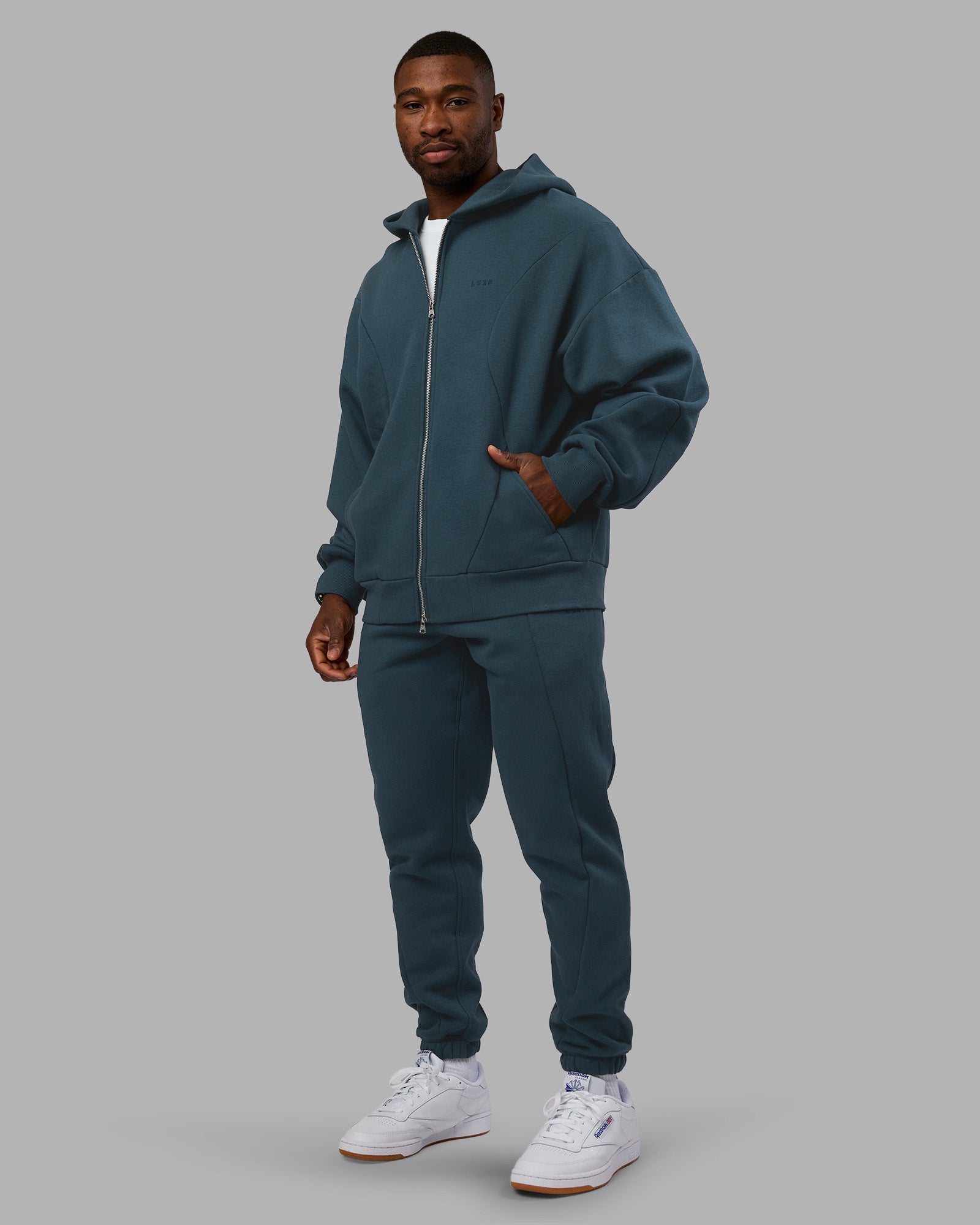 Stream Oversized Panel Zip Hoodie - Deep Sea | LSKD