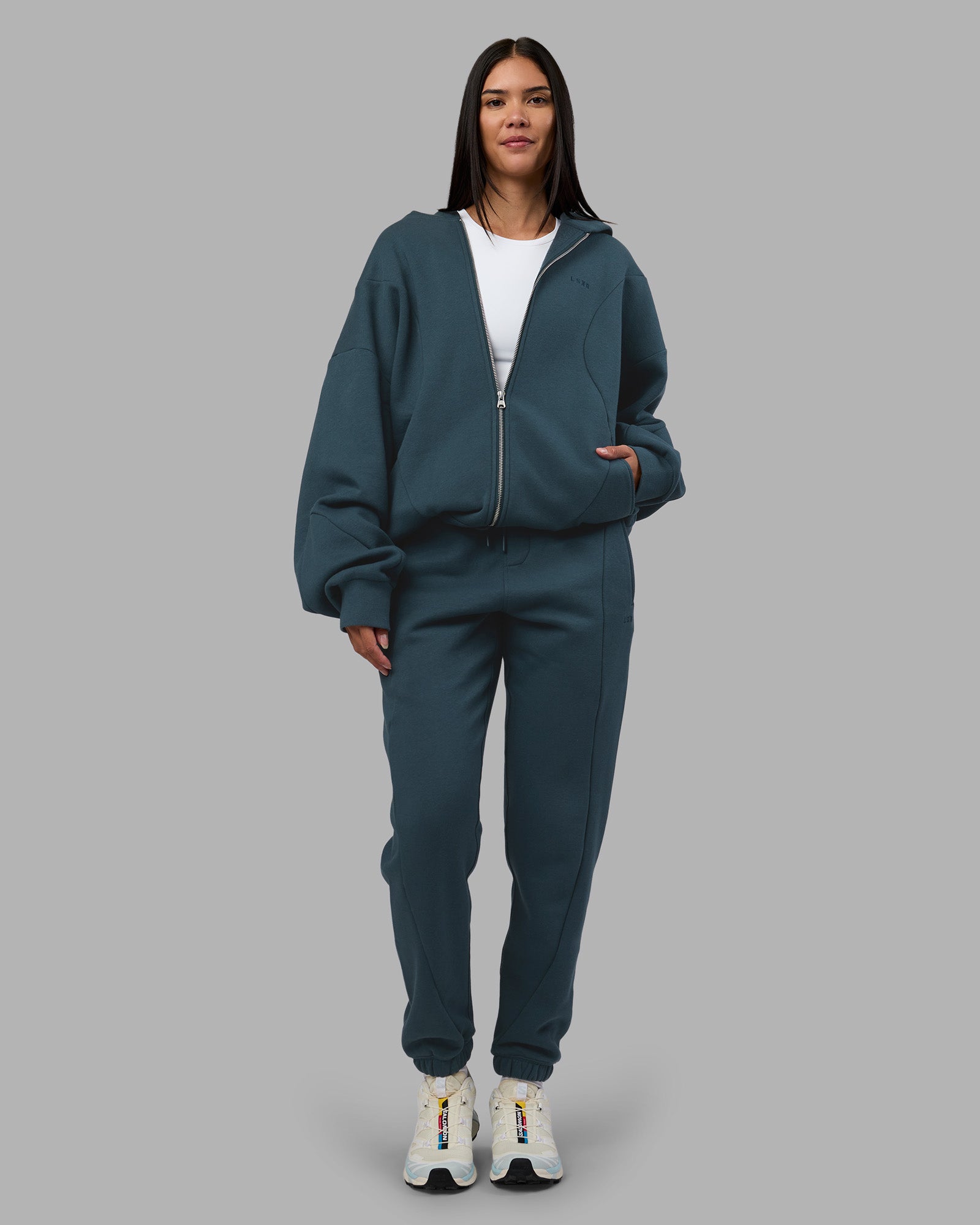 Stream Oversized Panel Zip Hoodie - Deep Sea | LSKD