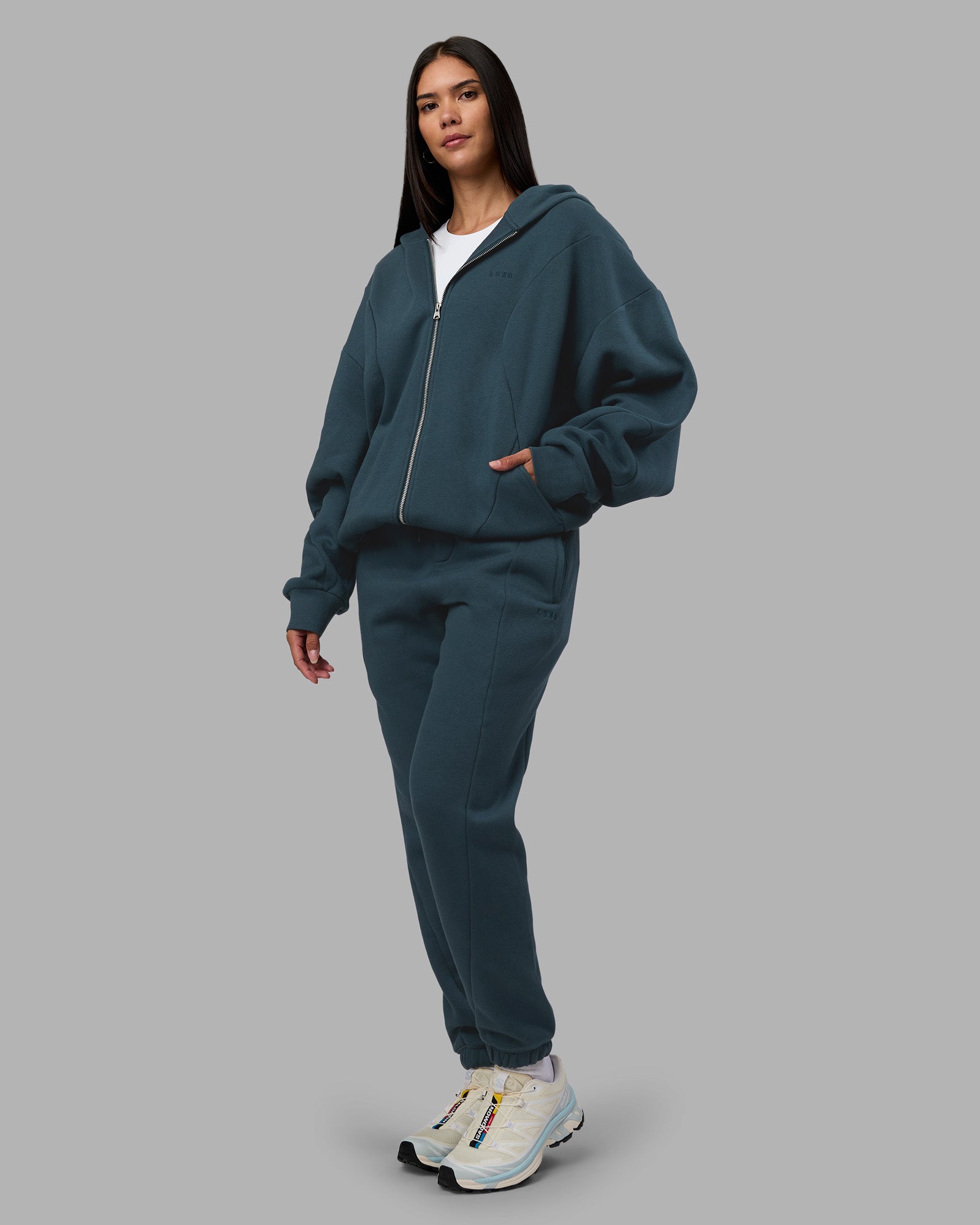Stream Oversized Panel Zip Hoodie - Deep Sea | LSKD