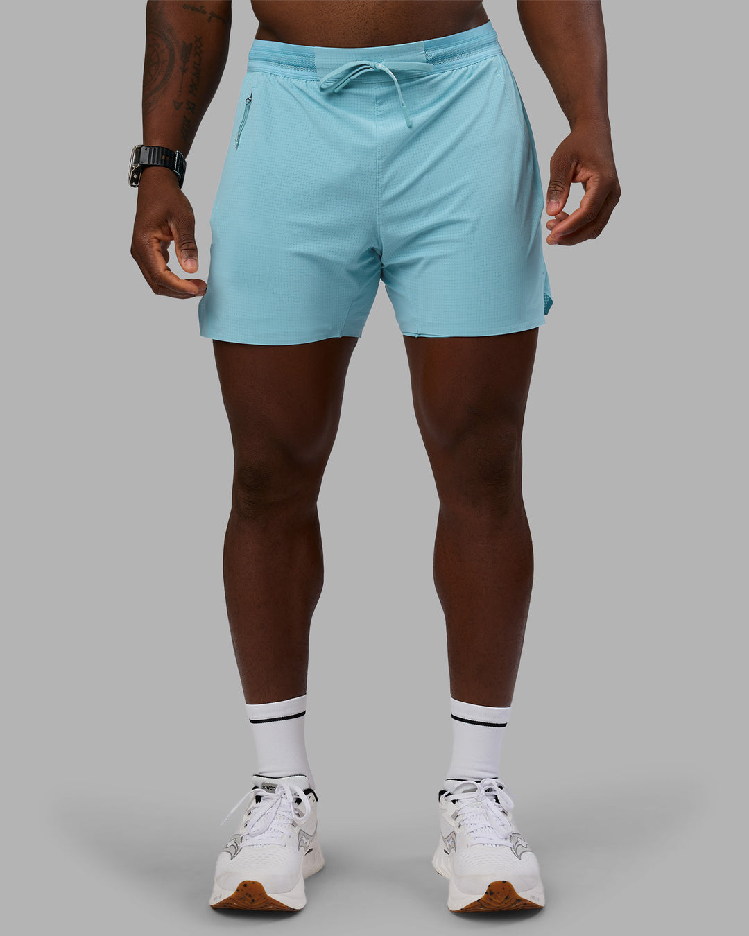 Man wearing UltraAir 5&quot; Lined Performance Short - Retro Blue | Model:Sam | Size:L