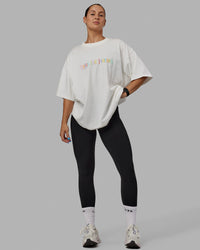 Woman wearing Unisex Enjoy The Journey Heavyweight Tee Oversize - Off White-Multi