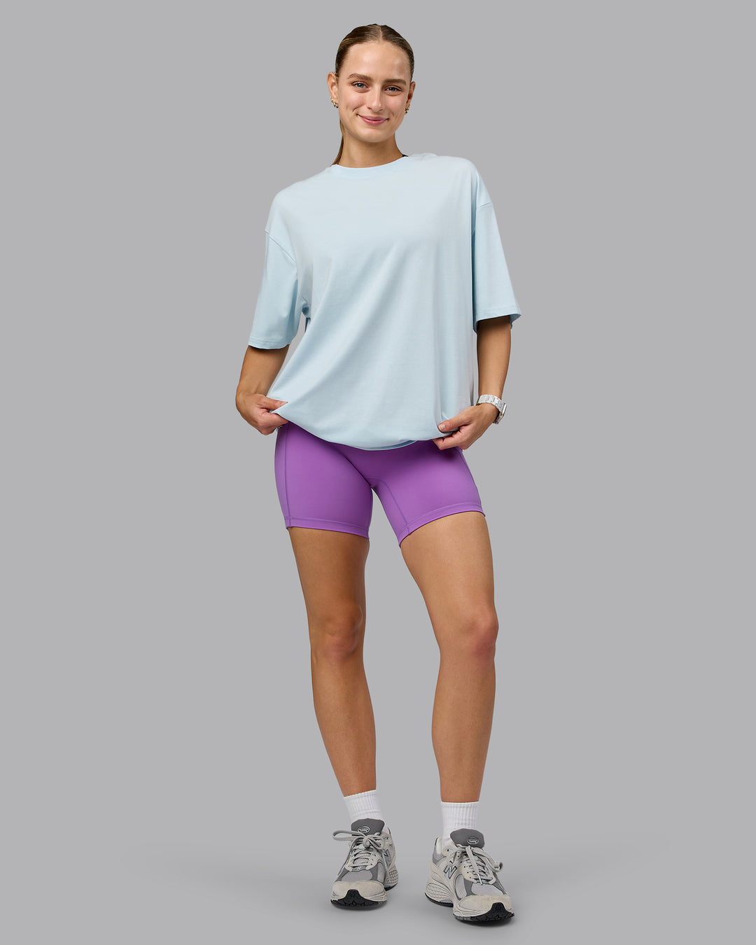 Push Boundaries FLXCotton Oversized Tee - Light Cyan-White
