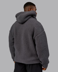 Man wearing Sherpa Oversized Jacket - Dark Storm | Model:Sam | Size:L