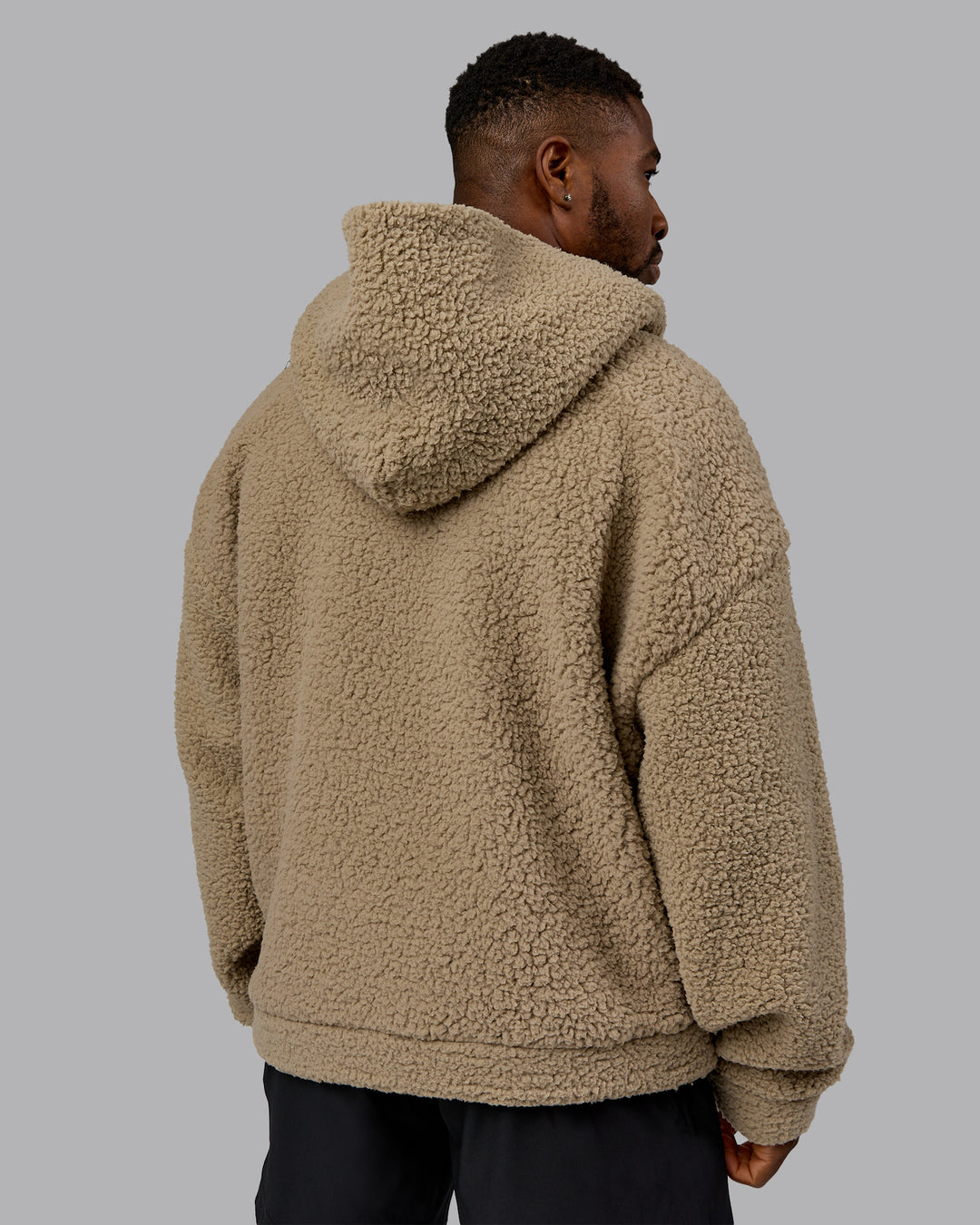Man wearing Sherpa Oversized Jacket - Greige | Model:Sam | Size:L