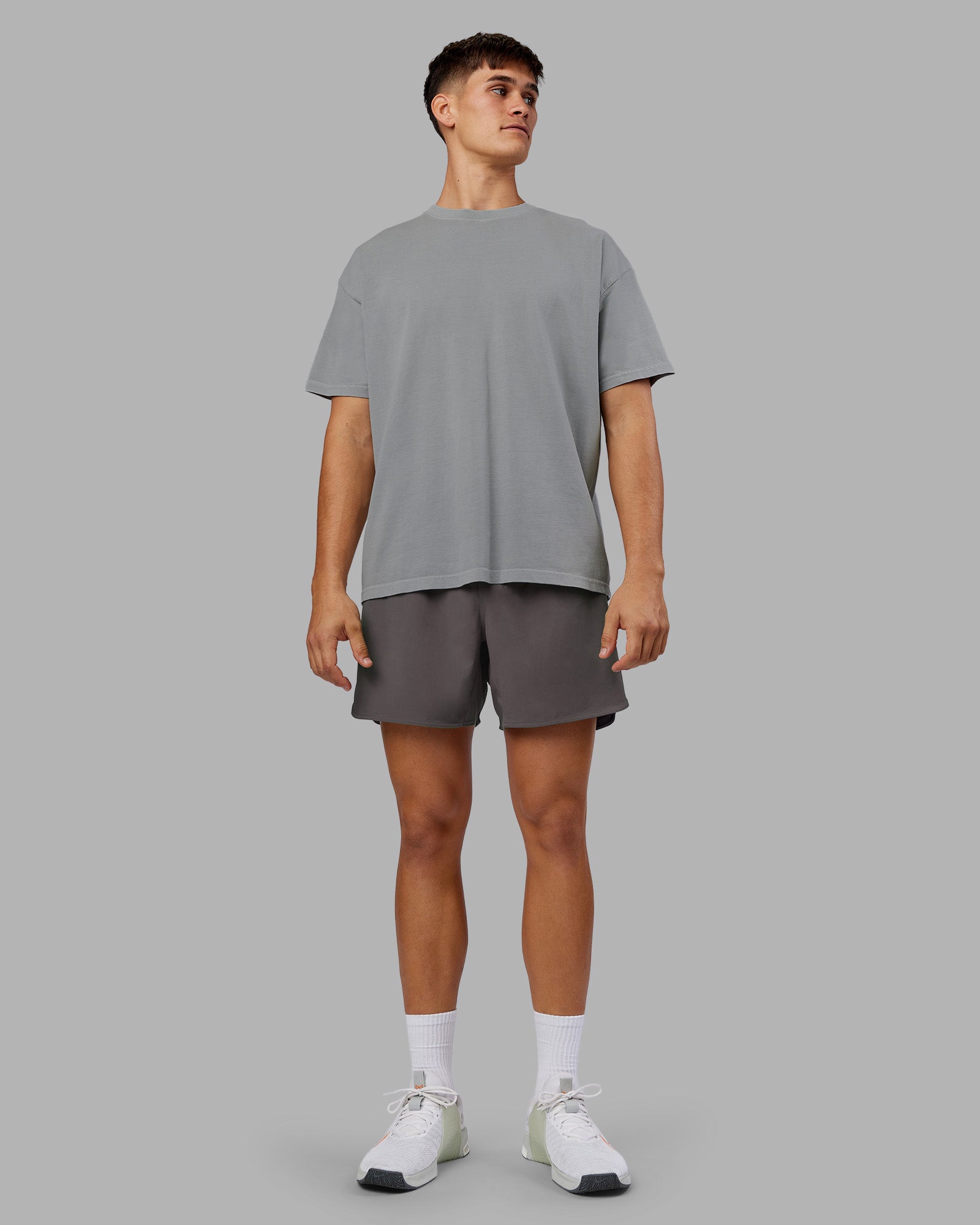Unisex Washed Pressure Heavyweight Tee Oversize - Grey