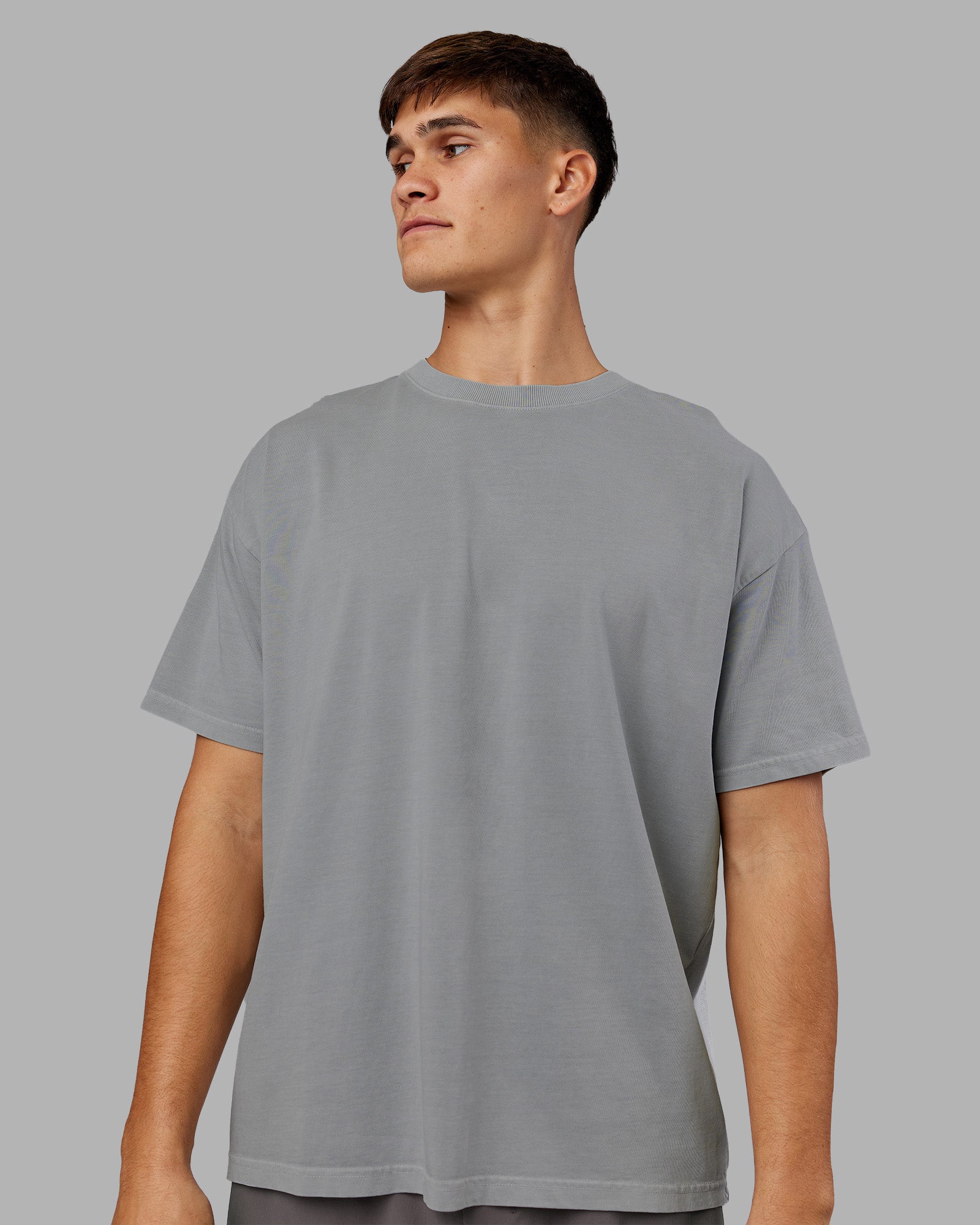 Unisex Washed Pressure Heavyweight Tee Oversize - Grey-Bubblegum