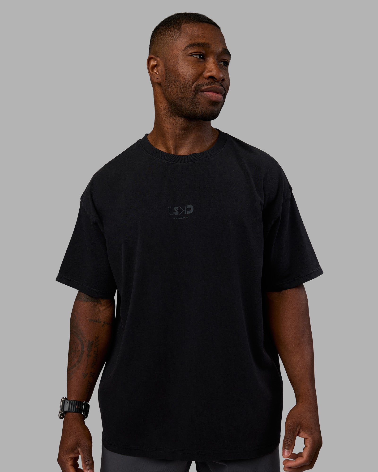 Variation Heavyweight FLXCotton Oversized Tee - Black-Black | LSKD