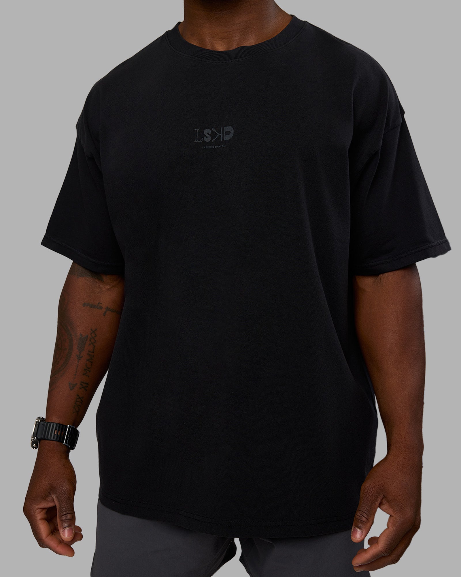 Variation Heavyweight FLXCotton Oversized Tee - Black-Black | LSKD