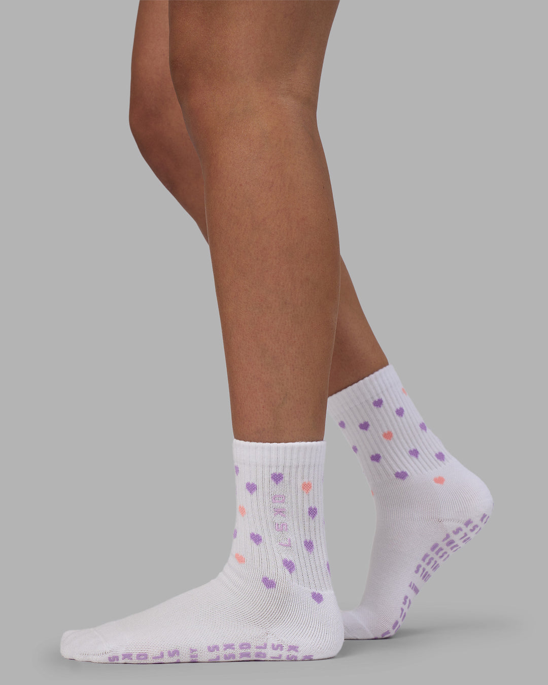 Love Strides Pilates Grip Socks - White-Pale Lilac