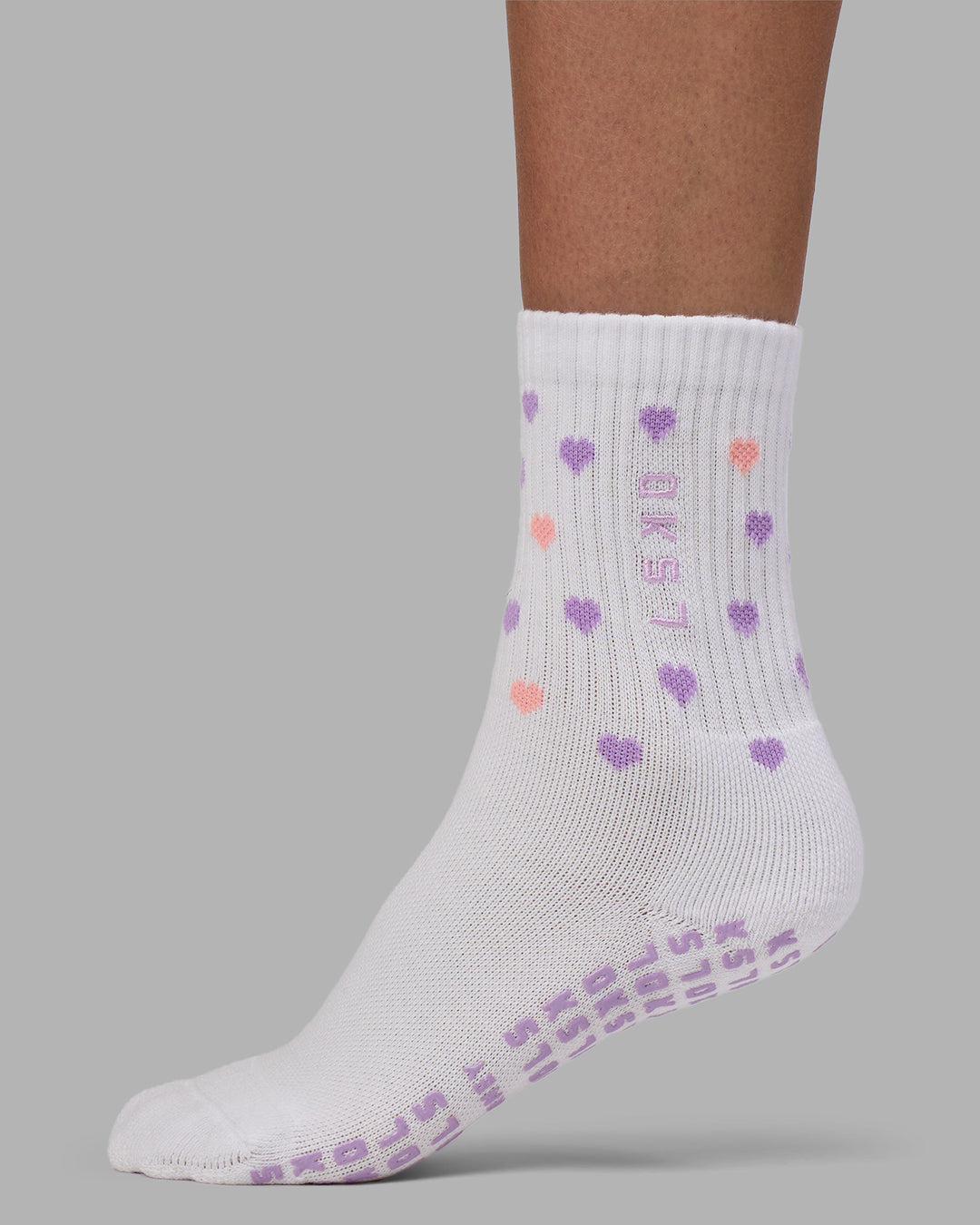 Love Strides Pilates Grip Socks - White-Pale Lilac