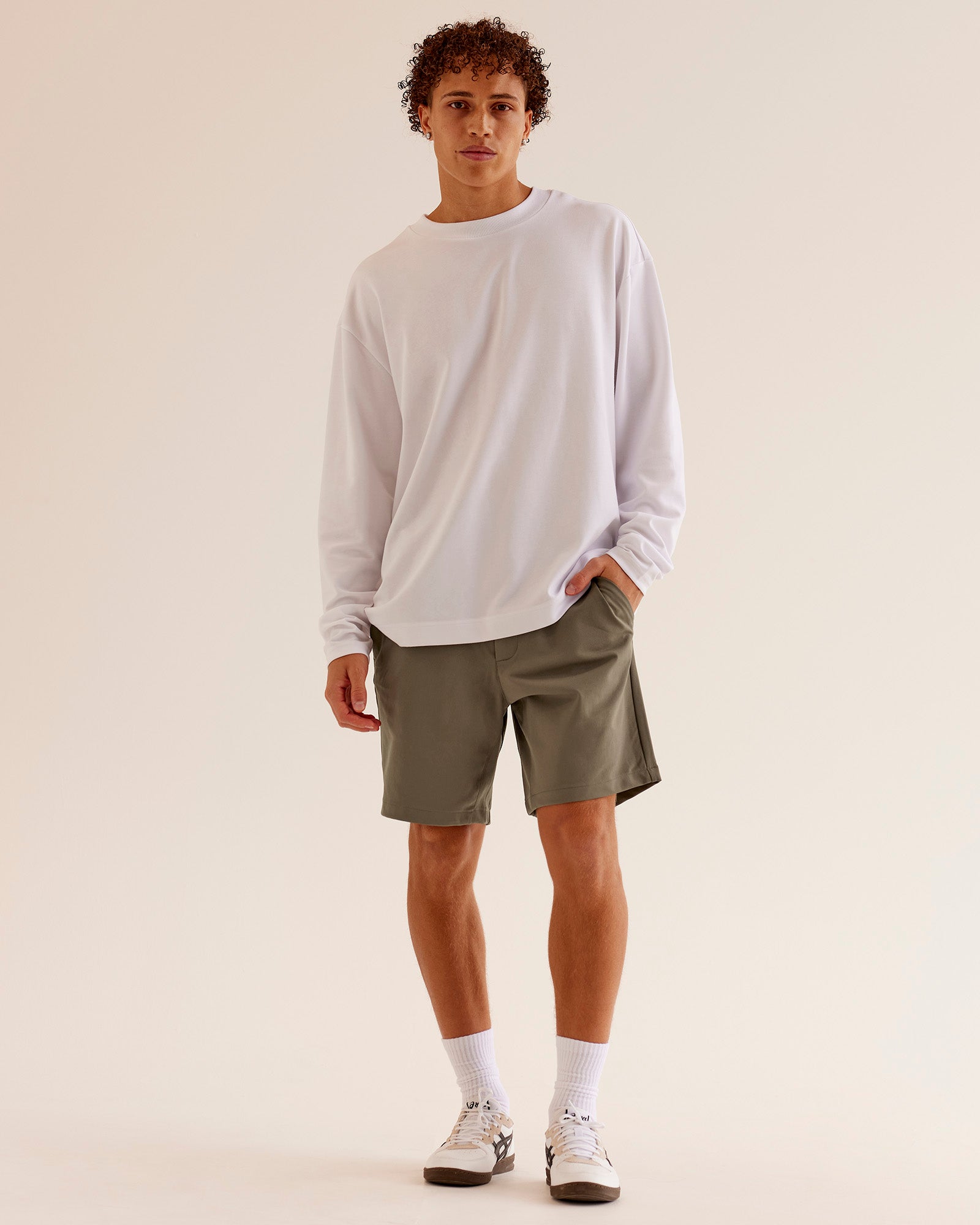 AfterDark ZeroCrease Long Sleeve Tee - White | LSKD
