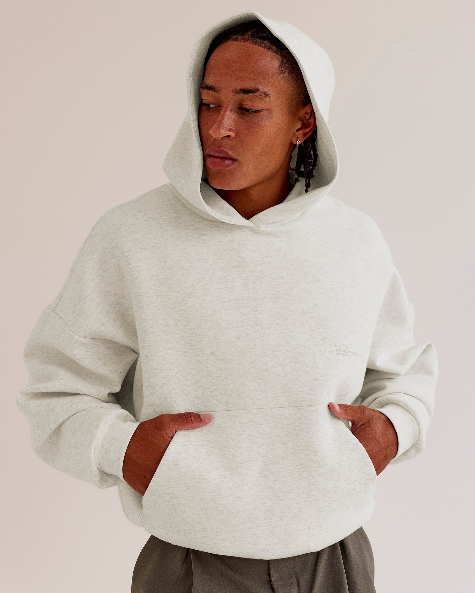 AfterDark ZeroCrease Oversized Hoodie - Silver Marl | LSKD